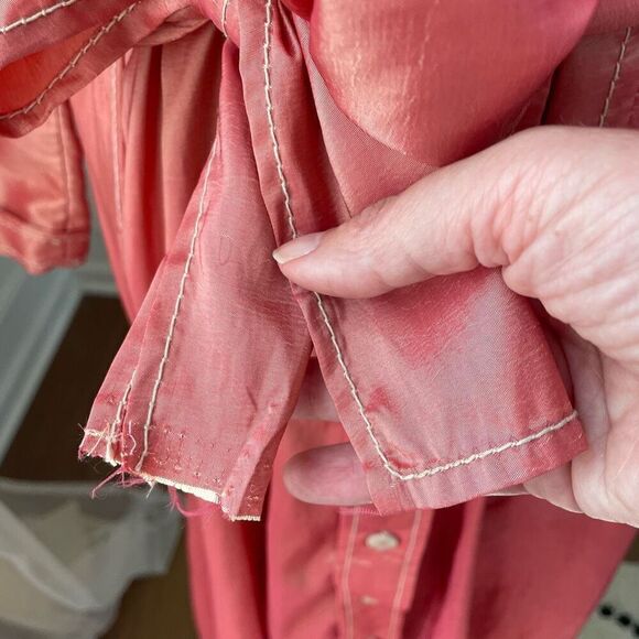 Isabel Riera Handmade Salmon Pink Iridescent Shirt Dress Midi $550 M - Picture 7 of 10